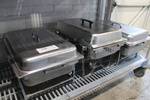 ALL ONE MONEY! Lot of 3 Metal Chafing Dishes w/ Drop In and Lid