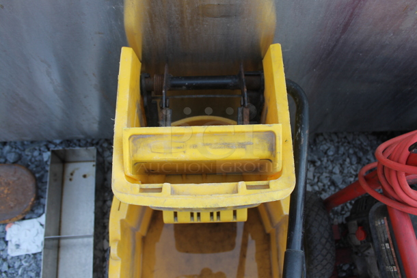 Yellow Poly Mop Bucket w/ Wringing Attachment on Casters. - Image 4 of 4