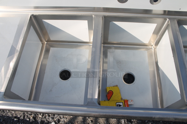 BRAND NEW SCRATCH AND DENT! Regency 600S31824218 Stainless Steel Commercial 3 Bay Sink w/ Dual Drain Boards. Bays 18x24. Drain Boards 16.5x25.5 - Image 4 of 8