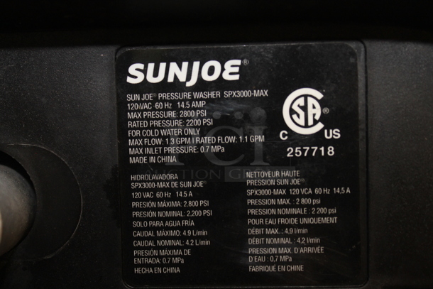 IN ORIGINAL BOX! SunJoe SPX3000-MAX Pressure Washer. 120 Volts, 1 Phase.  - Image 7 of 7