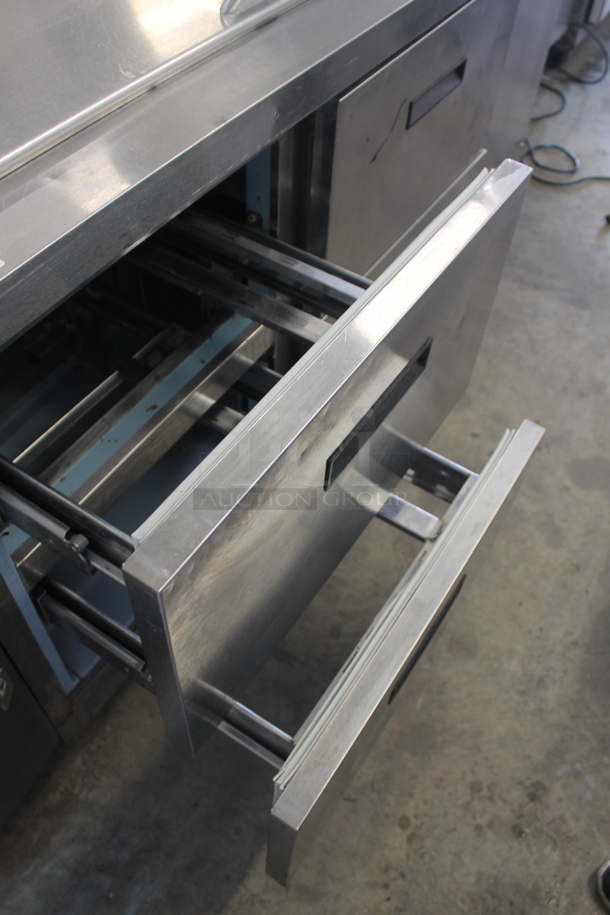2014 Delfield D4448N-18M Stainless Steel Commercial Sandwich Salad Prep Table Bain Marie Mega Top w/ 4 Drawers on Commercial Casters. 115 Volts, 1 Phase. Tested and Working! - Image 5 of 7