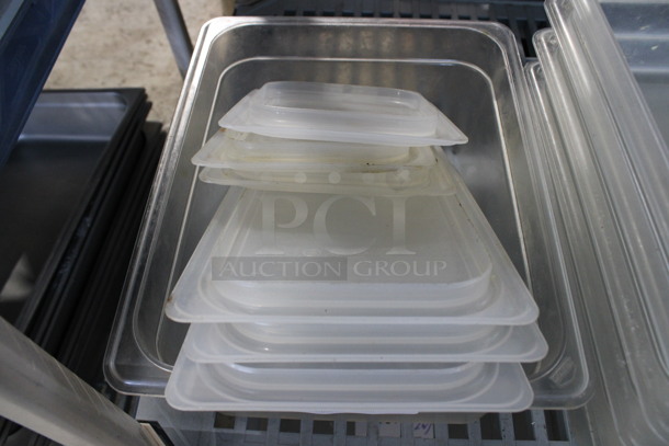 ALL ONE MONEY! Lot of Poly Clear 1/2 Size Drop In Bin w/ 6 Lids! Includes 1/2x6 - Image 2 of 3