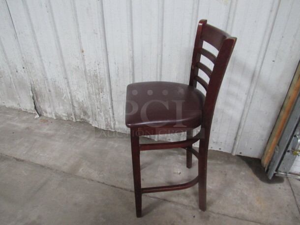 Wooden Bar Height Chair  With Cushioned Seat, And Foot Rest. 2XBID. NICE!!!! - Image 2 of 3