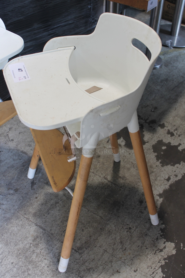 2 White Poly High Chair on Wooden Legs. 2 Times Your Bid! - Image 3 of 3