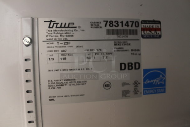 2013 True T-23F ENERGY STAR Stainless Steel Commercial Single Door Reach In Freezer w/ Poly Coated Racks on Commercial Casters. 115 Volts, 1 Phase. Tested and Working! - Image 4 of 4