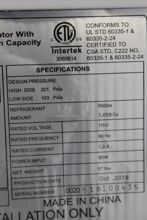 BRAND NEW SCRATCH AND DENT! Whynter BR-128WS Stainless Steel 120 Can Beverage Refrigerator Merchandiser w/  Lock. 115 Volts, 1 Phase. Tested and Working! - Image 5 of 5