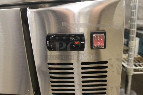 BRAND NEW SCRATCH AND DENT! Avantco 178CBE72HC Commercial Stainless Steel Electric 4-Door Refrigerated Chef Base On Commercial Casters.  115 Volts, 1 Phase. Tested and Working! - Image 6 of 11