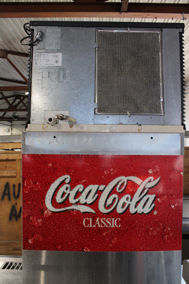 Manitowoc Model SY0454A Stainless Steel Commercial Air Cooled Ice Machine Head on Cornelius Model ED250-BCZ Stainless Steel Commercial 8 Flavor Carbonated Beverage Machine. 115 Volts, 1 Phase. 30x32x61  - Image 7 of 7