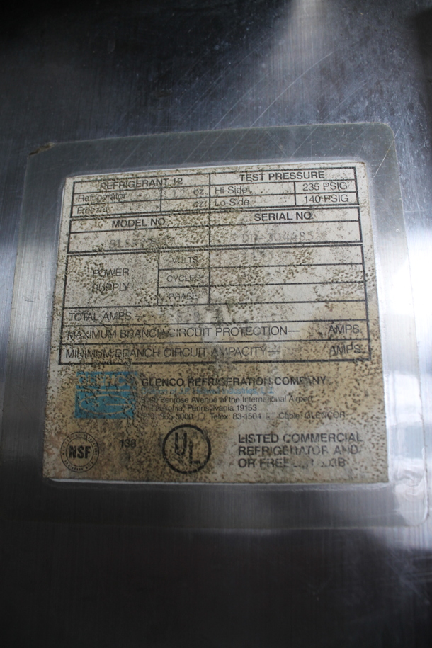 Glenco SLS-2 Stainless Steel Commercial Single Door Reach In Cooler on Commercial Casters. 115 Volts, 1 Phase. Tested and Powers On But Does Not Get Cold - Image 7 of 8