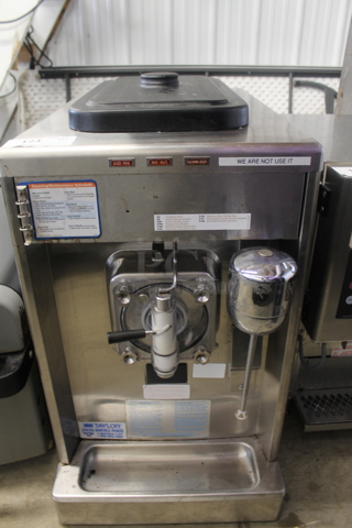 2010 Taylor 340D-27 Stainless Steel Commercial Countertop Air Cooled Single Flavor Frozen Beverage Machine w/ Drink Mixer Attachment. 208-230 Volts, 1 Phase.