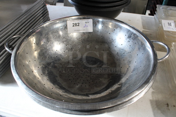 2 Various Metal Colanders. Includes 16x16x5. 2 Times Your Bid!