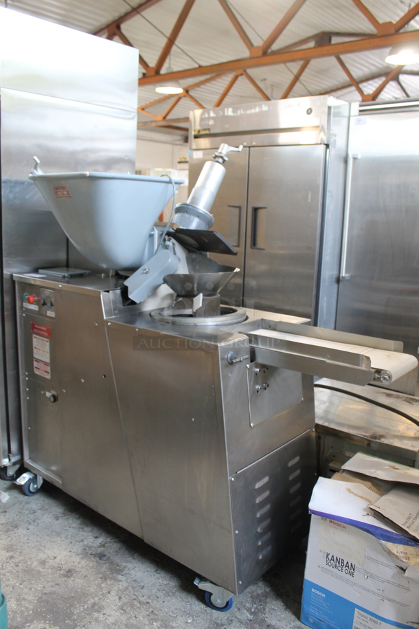 Atwood Scaleomatic S.300 Stainless Steel Commercial Floor Style Dough Divider Rounder on Commercial Casters. 220 Volts, 1 Phase. - Image 1 of 12