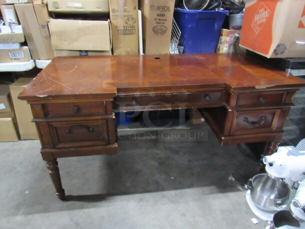 One Solid Wood Executive Desk With 5 Drawers. 62X30X30.5
