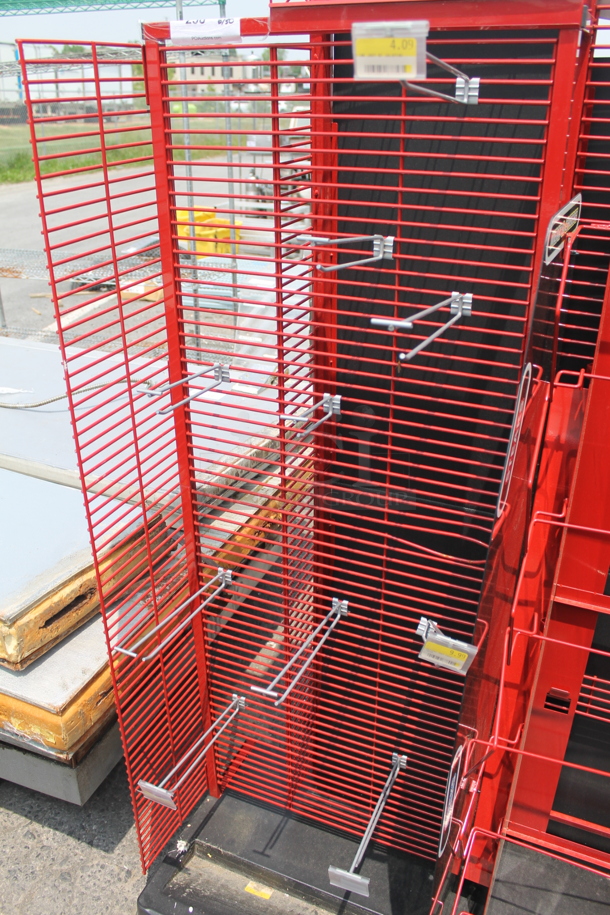 Red Polycoated Merchandise Display Rack With Steel Hangers - Image 2 of 4