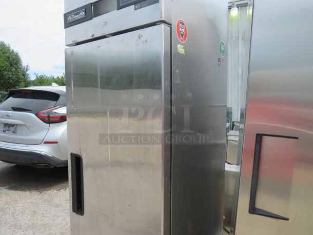 One Blue Air 1 Door Stainless Steel Refrigerator With 3 Racks On Casters.  Model# BSR23T. 115 Volt. 27X31X82. $2586.30 - Image 2 of 4