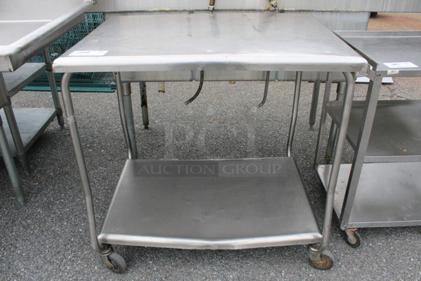 Stainless Steel 2 Tier Cart on Commercial Casters. 33x27x35