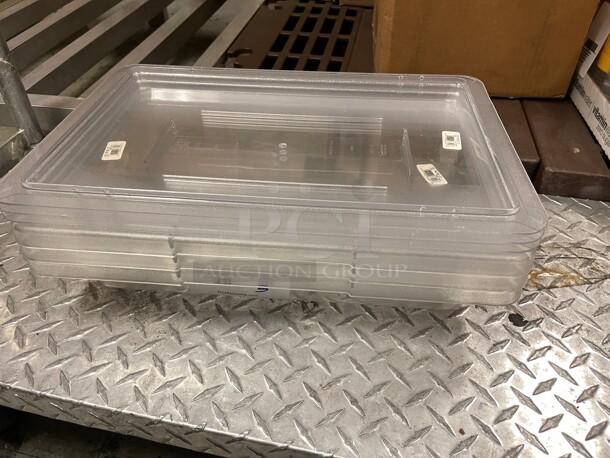 New! Commercial Plastic Food Box 18inch X 12 Inch X 3.5 Inch Clear With Lid NSF Great For Food Storage 