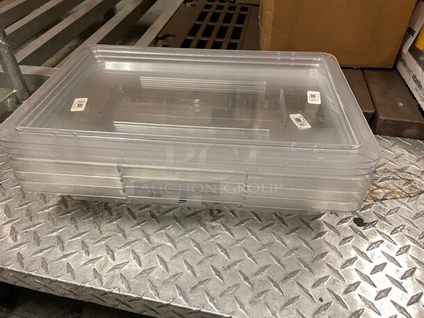 New! Commercial Plastic Food Box 18inch X 12 Inch X 3.5 Inch Clear With Lid NSF Great For Food Storage  - Image 1 of 8