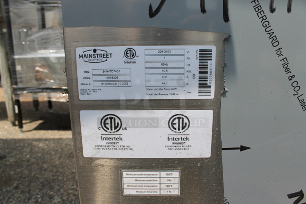 BRAND NEW SCRATCH AND DENT! 2023 Main Street Equipment 541HTDT401 Stainless Steel Straight Pass Through Single Rack High-Temperature Dishwasher with Booster Heater and Regency Left Side Clean Side Dishwasher Table. 208-240 Volts, 1 Phase. - Image 7 of 12