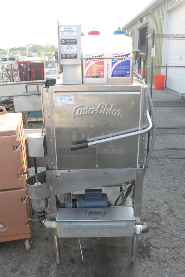 Auto-Chlor A5 Commercial Stainless Steel Dishwasher With Washmate And Drymate Detergents On Galvanized Legs. 115V.  - Image 1 of 12