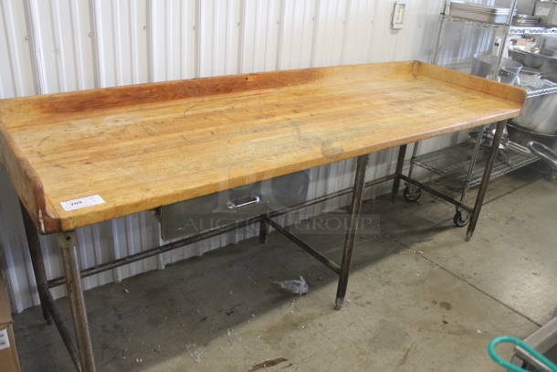 Wooden Butcher Block Tabletop w/ Drawer on Frame. - Image 1 of 3