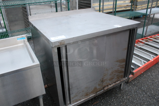 Stainless Steel Commercial Counter w/ 2 Sliding Doors. 36.5x30x37 - Image 2 of 4