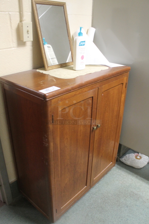 Wooden 2 Door Cabinet w/ Contents. - Image 2 of 6