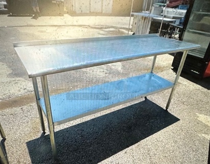 One Stainless Steel Table With Under Shelf. 72X24X36