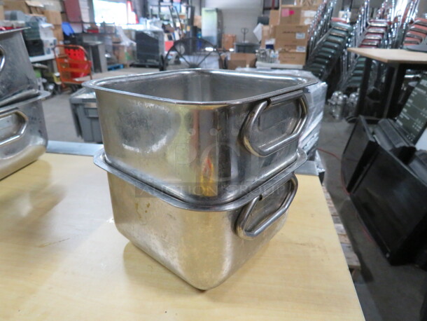6X6X4 Stainless Steel Pan With Handles. 2XBID