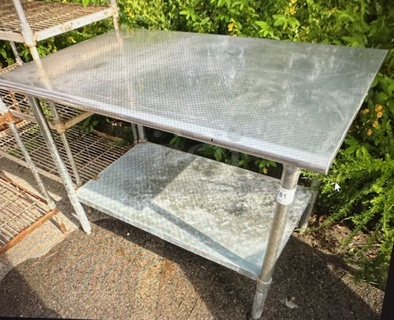 One Stainless Steel Table With  Under Shelf. 48X30X35