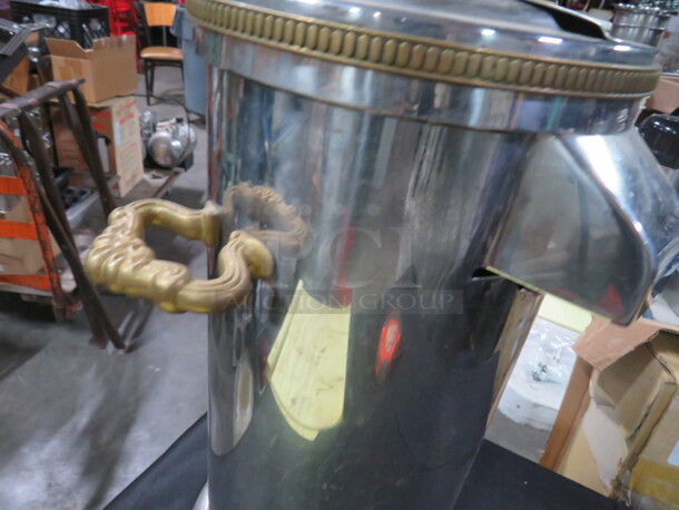 One Bon Chef 2 Piece Stainless Steel Airpot Cover With Lid And Gold Accents. - Image 2 of 2