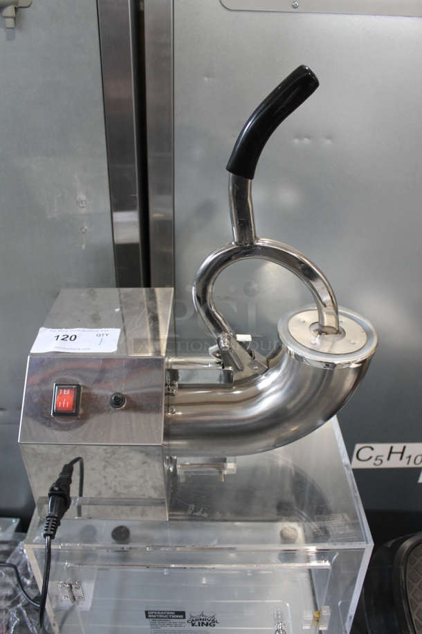 BRAND NEW SCRATCH AND DENT! Carnival King 382SCM250 Stainless Steel Commercial Ice Shaver on Poly Bin. 120 Volts, 1 Phase. Tested and Working! - Image 4 of 6