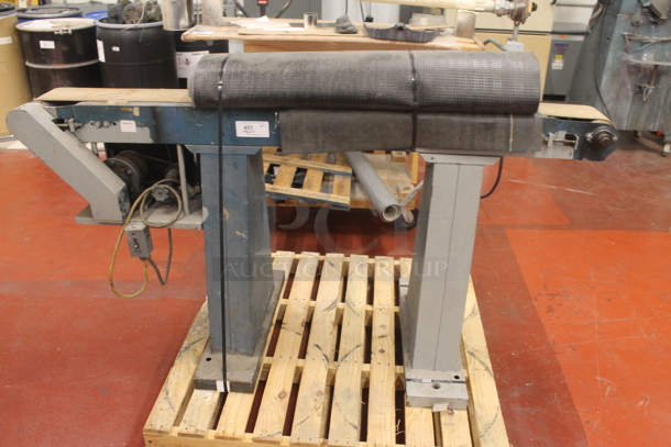 ALL ONE MONEY! PALLET LOT of Blue Metal Conveyor Belt. BUYER MUST REMOVE. - Image 1 of 5