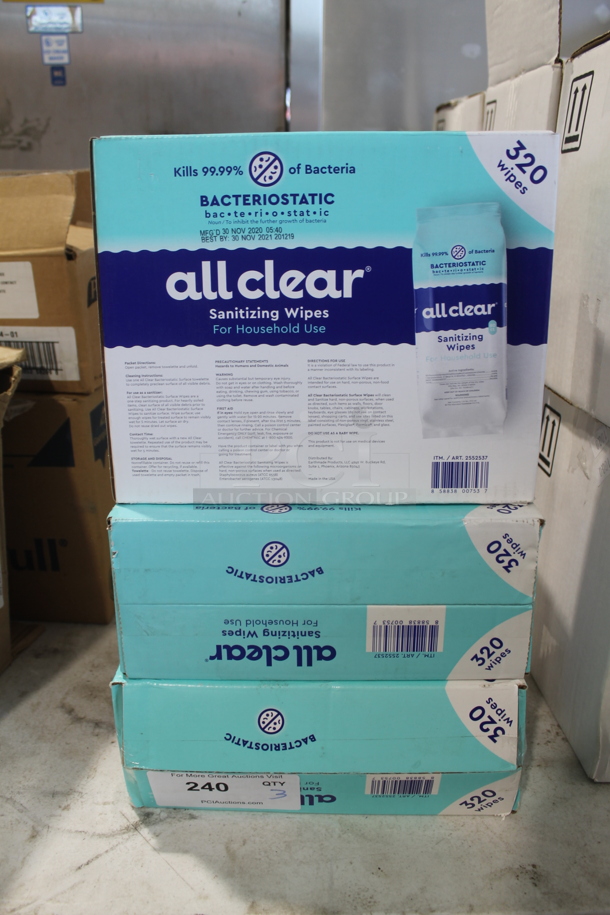 3 Boxes of BRAND NEW! All Clear Sanitizer Wipes. 3 Times Your Bid!
