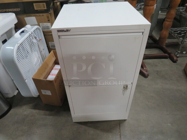 One Bisley 2 Door Metal Filing Cabinet With Keys. 16X16X29 - Image 1 of 4