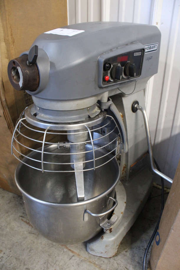Hobart Legacy Model HL200 Metal Commercial Countertop 20 Quart Planetary Dough Mixer w/ Bowl Guard, Mixing Bowl and Paddle Attachment. 100-120 Volts, 1 Phase. 17x23x29. Tested and Working!