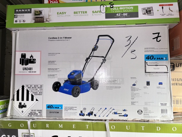 NEVER USED - Kobalt 40-volt Max 19-in Cordless 2-In-1 Mower 4 Ah Battery & Charger Included. 19-in Steel Deck - 7-Position Single Lever Height Adjuster - 2-in-1 Easy Change Mulch and Side Discharge.  - Image 2 of 2