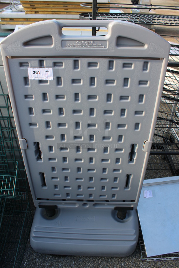 Gray Poly Floor Style Sign. 28x19x55 - Image 1 of 3