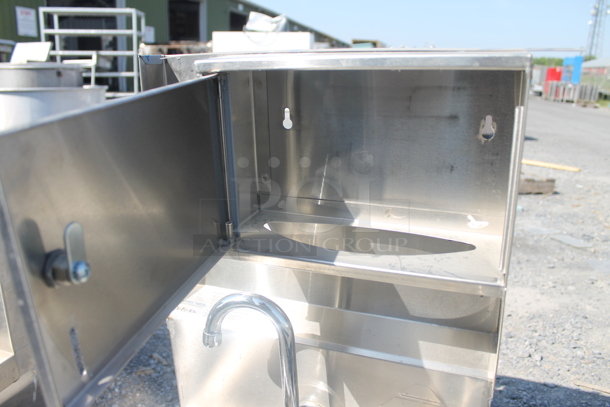 BRAND NEW! Advance Tabco Stainless Steel Commercial Single Bay Wall Mount Sink w/ Faucet and Cabinet. - Image 7 of 12