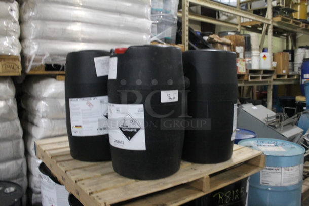 ALL ONE MONEY! PALLET LOT of 4 Ammonium Hydroxide Barrels. BUYER MUST REMOVE. - Image 2 of 6