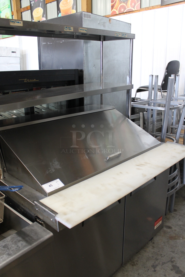 2018 Atosa ASP48-18 Stainless Steel Commercial Sandwich Salad Prep Table Bain Marie Mega Top w/ Stainless Steel Drop In Bins and 2 Tier Over Shelf on Commercial Casters. 115 Volts, 1 Phase. Tested and Working! - Image 4 of 9