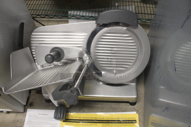 BRAND NEW SCRATCH AND DENT! 2022 Hobart Centerline EDGE12-11 Commercial Stainless Steel Electric Countertop Meat/Cheese Slicer On Rubber Feet. 115V, 1 Phase. Tested and Working! - Image 3 of 9