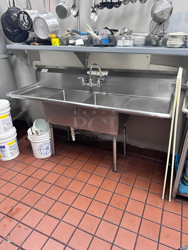 Clean! Commercial Stainless Steel Two Compartment Prep Sink NSF  - Image 1 of 4
