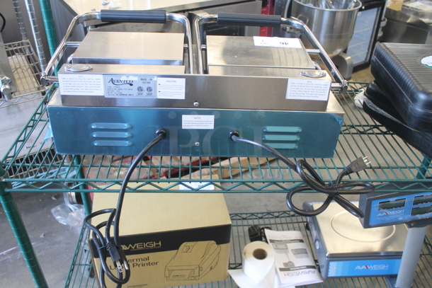 BRAND NEW SCRATCH AND DENT! Avantco 177P85S Commercial Stainless Steel Electric Countertop Double Flat Panini Maker. 120V. Tested And Working! - Image 5 of 8