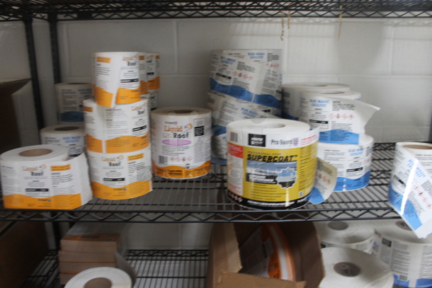 Black 4 Tier Wire Shelving Unit w/ Contents Including Labels on Commercial Casters. BUYER MUST REMOVE. - Image 4 of 7