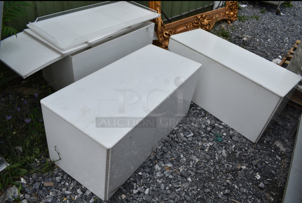 ALL ONE MONEY! Lot of Collapsible Acrylic Tables; 7 Bottoms and 4 Tops - Image 1 of 7