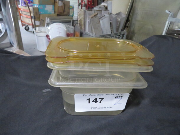 1/9 Size 4 Inch Deep Food Storage Container With Lid. 2XBID