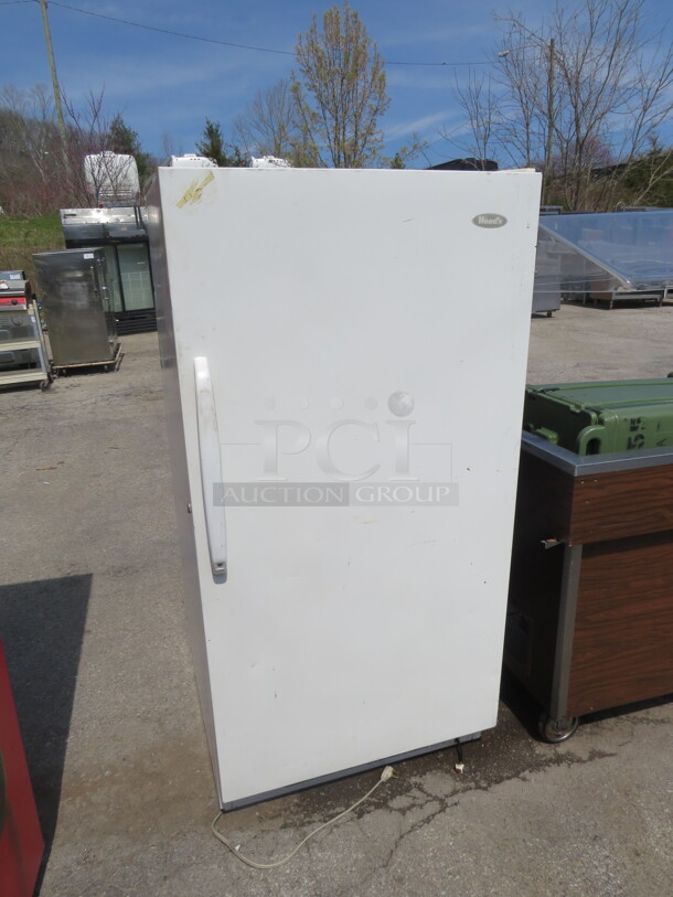 One Working Woods 1 Door Freezer With 3 Racks. Model# V15NAE. 115 Volt. 30X28X61 - Image 1 of 2