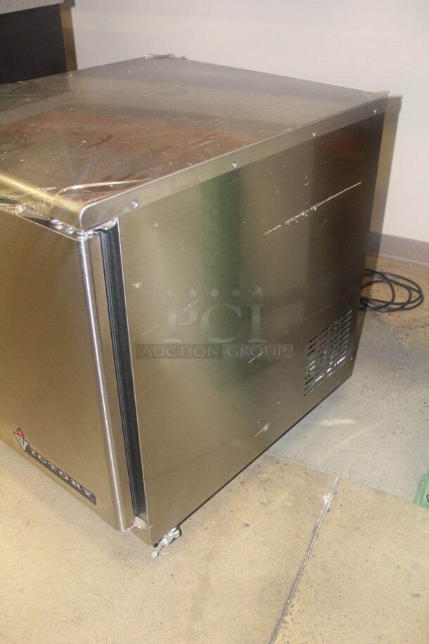 NEW! Victory Model BUR27SST Commercial Stainless Steel Single Door Undercounter Refrigerator/Cooler On Casters. 28x31.5x34. 115V/60Hz.  - Image 4 of 6