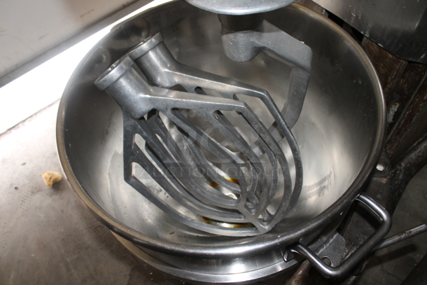 Hobart H-600T Metal Commercial Floor Style 60 Quart Planetary Dough Mixer w/ Stainless Steel Mixing Bowl, Whisk, Dough Hook and 2 Paddle Attachments. 208 Volts, 3 Phase.  - Image 3 of 12